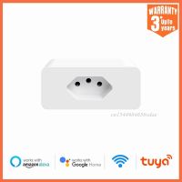 XIAOMI 16A Brazil Standard Tuya Wifi Smart Plug   Smart Life App Remote Smart Socket Voice Works for Google Home  Alexa Echo Ratchets Sockets