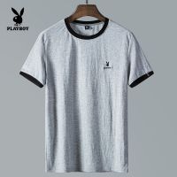 Playboy เสื้อยืดแขนสั้น แบบครึ่งแขน แฟชั่นสําหรับผู้ชาย