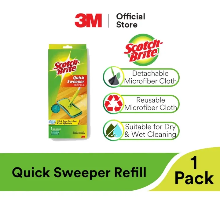 Cleaner 3M Scotch Brite Quick Sweeper Flat Mop Refill Wet Dry