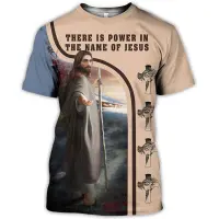 (in stock) Jesus 3D printed t-shirt oversized retro hip-hop short sleeved top street fashion savior summer quick drying breathable shirt (free nick name and logo)