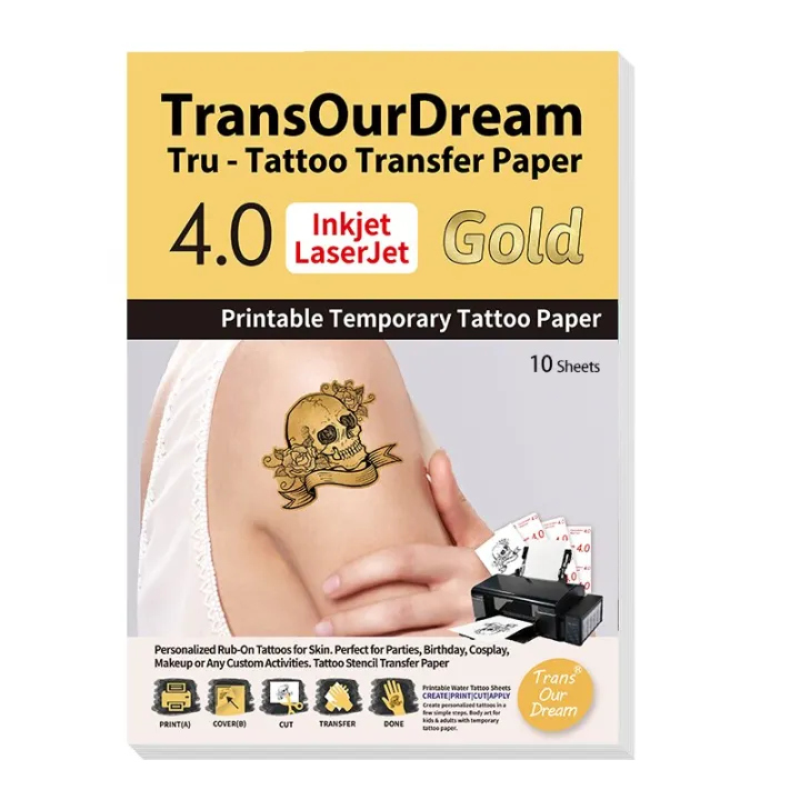 Transourdream A4 10sheets Temporary Tattoo Transfer Paper For Inkjet And Laser Printer Effect Diy 9893