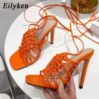 Eilyken 2022 New Women High Heels Strappy Shoes Square Head Female Fall Street Pumps Fashion Narrow Band Sandals size 35-42