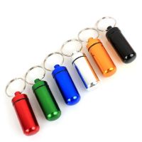 6Pcs Small Pill Tablet Medicine Storage Box Bottle Container Keychain Waterproof Aluminum Pill Box 6 ColorsAdhesives Tape