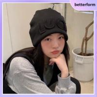 BETTERFORM ผ้าคอตตอน บวกหมวกกองกำมะหยี่เป่าโถว ระบายอากาศได้ระบายอากาศ อบอุ่นและอบอุ่น หมวกถักนิตติ้ง ทนทานต่อการใช้งาน นุ่มและเป็นมิตรต่อผิว ฤดูใบไม้ร่วงและฤดูหนาวหมวกถักง่าย