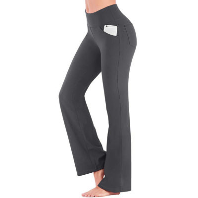 RIVASO European and American ladies sports and leisure stretch pocket yoga trousers fitness yoga clothes OEM loose straight leg pants