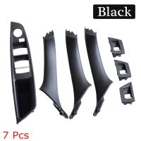 7Pcs Beige Black ABS Car Window Lift Switch Panel Door Handle Trim For BMW F10 F11 F18 5 Series 2010 2011 2012 2013 2014-2016