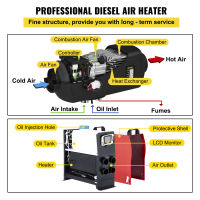 VEVOR 2 5 8KW ที่จอดรถเครื่องทำความร้อน12V Diesel Air Heater ที่ราบสูงรุ่น LCD สวิทช์รถบรรทุกรถบัส RV เรือรถดีเซลยานพาหนะความร้อน