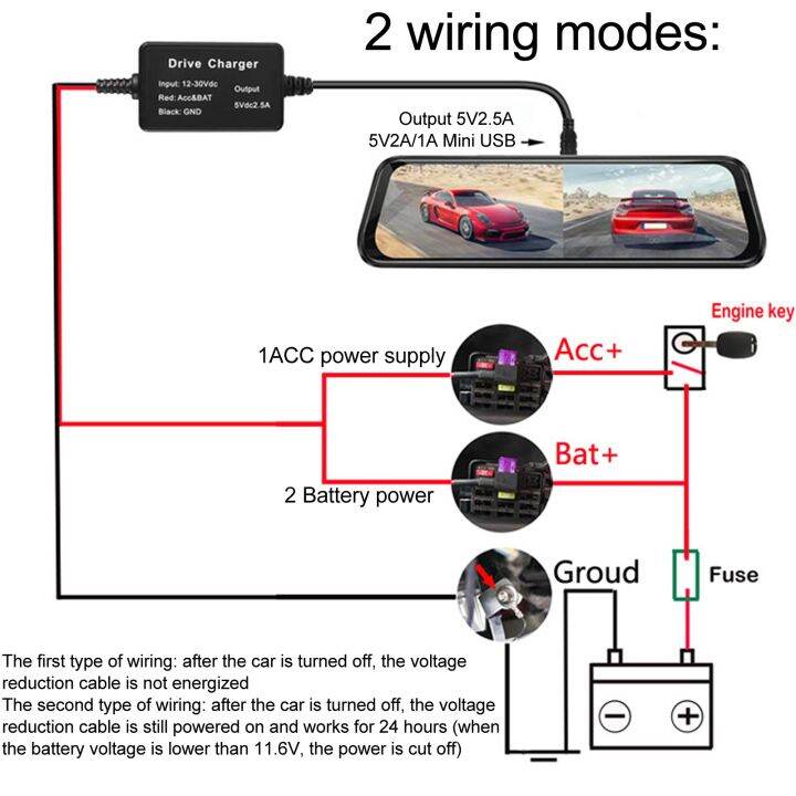 Dash Cam Hardwire Kit USB Hard Wire Kit Continuous Power Supply Easy