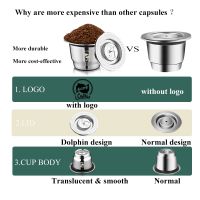 Icafilas Reusable Coffee Capsule for Nespresso Espresso Stainless Steel Pod Crema Refillable Cup with Tamper Grinder