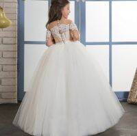 Formal Toddler Flower Girl Dresses Weddings Long Floor Length Crew Neck Pricness Lace Kids First Communion Dresses