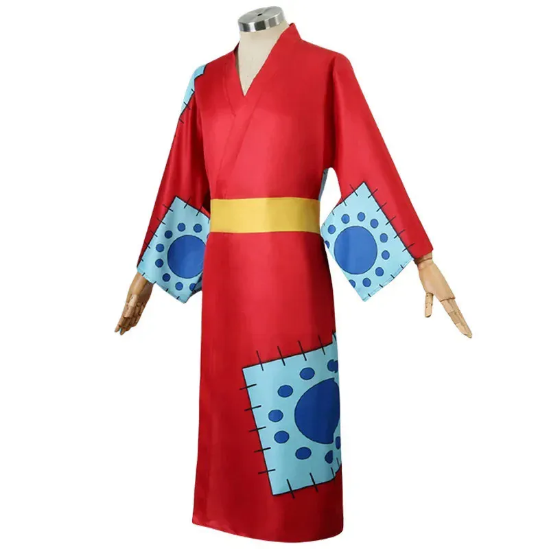 Full Set Anime Cosplay Luffy Cosplay Costume With Red Kimono And