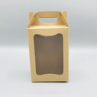 Treeboxpackage กล่องคุ้กกี้ มีหูหิ้ว คราฟท์น้ำตาล ขนาด 11.5x8.5x16.5 ซม.(แพค10ใบ) 1016