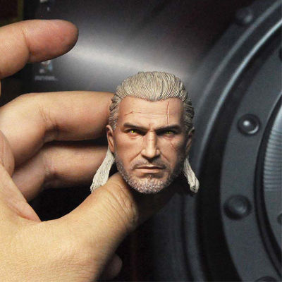 16 White Wolf Geralt Head Sculpt Head PVC Male Soldier Head Carving Fit 12 Action Figure Body