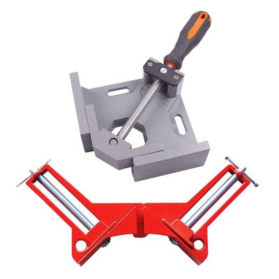 Woodworking Quick Fixture Welding Right Angle Clip 90 Degree Fixing Clip, 1 Red 90 Degree Right Angle Clamp+1 Single Handle Right Angle Clamp
