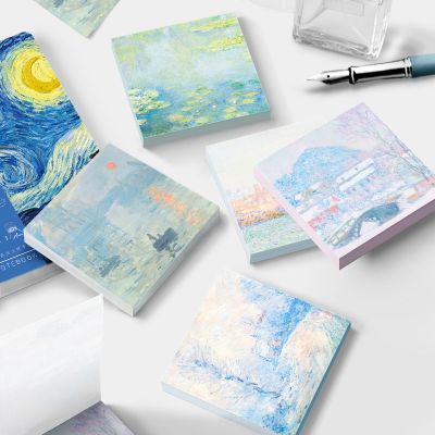 Painting Memo Monet Van Gogh No-sticky Note Decal Scrapbooking Notepad Diary Stationery School Supplies