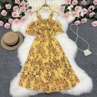 The skirt with shoulder-straps seaside holiday beach that wipe a bosom skirt to show thin sleeveless accept waist backless falbala broken beautiful chiffon dress