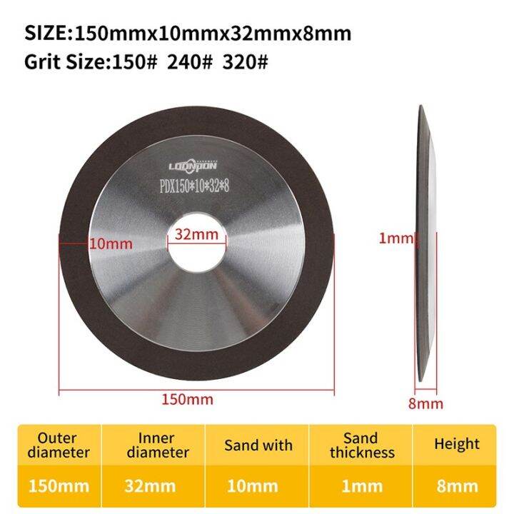 ล้อเจียรเพชร150-320grit-yklp-75-100-125-150มม-สำหรับที่ลับมีด-diamond-จานเจียรเครื่องมือตัดเหล็กเจาะทังสเตน