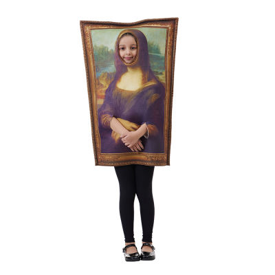 เด็กตลก Mona Lisa ฮาโลวีนเครื่องแต่งกายหญิงภาพวาดที่มีชื่อเสียง Masquerade