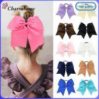 CHARMHOME โบว์ริบบิ้นพันผมยางยืด8นิ้ว4ชิ้นนักศึกษาที่รัดผมสีทึบ