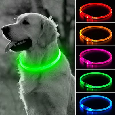 【CC】 Dog Collar Detachable Glowing Necklace Flashing USB Loss Prevention Anti-Lost Dogs Night Safety Products