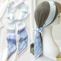 ★New★ Small silk scarf womens thin and narrow long strip spring and autumn summer ribbon tied hair band braided hair floating tie belt with shirt