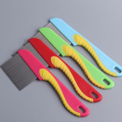 【CC】 1Pcs Durable Household 4Colors Pets Supplies Dog Hair ABS/TPR/Stainless Handle Anti Lice Comb
