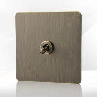 Retro Eu Metal Panel Wall Toggle Light Switch SocketBronzed Antique Stainless Steel German 16A Socket with USB Phone Charging