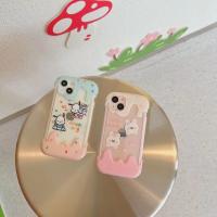 เคส3D ใส่ไอศกรีมสำหรับ IPhone 6 7 8 Plus XR XS Max เคสโทรศัพท์โปร่งใสกันกระแทก11 12 13 14 Pro Max ฝาหลังสุนัขกระต่าย