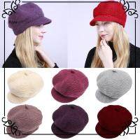 YUYU Fashion Casual Soft Elastic Graceful Plus Velvet Visors Knitted Hat Beret Hat Peaked Beanie Cap