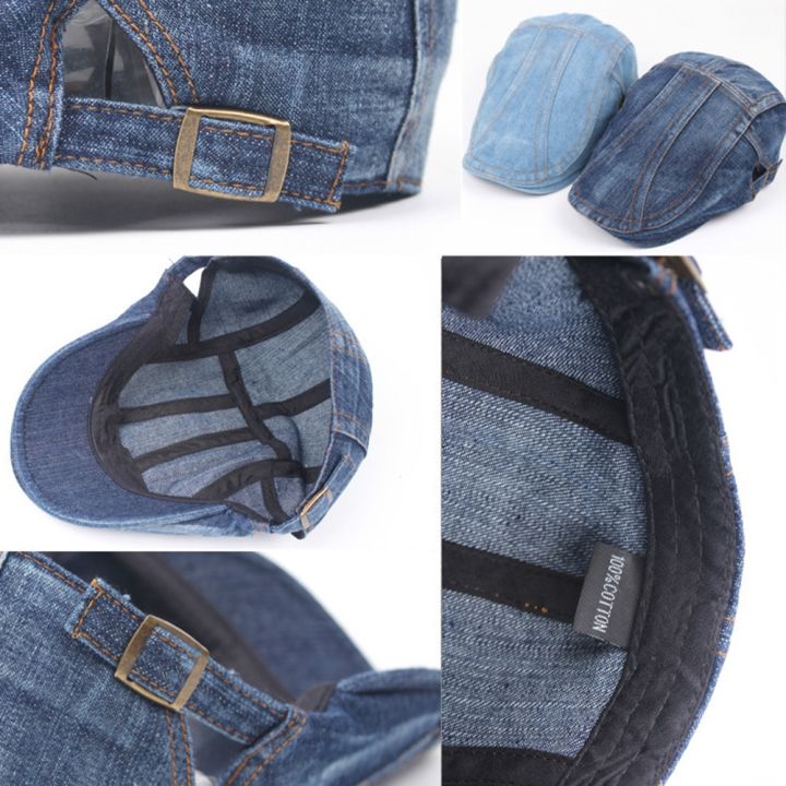 2022-jeans-beret-hat-for-men-denim-cap-fitted-cabbie-flat-gorras