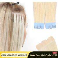 MRS HAIR Mini Tape in Hair Extensions Human Hair Natural Hair Extentions Blonde 3x0.8cm Tape Weft Tape Ins 10pcs/pack Add Volume Wig  Hair Extensions