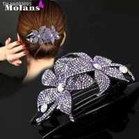 ✒ Molans Retro Rhinestone Flower Ponytail Duckbill Clip Ladies Summer All-Match Jewelry Swallowtail Clip Hairpin Hair Accessories