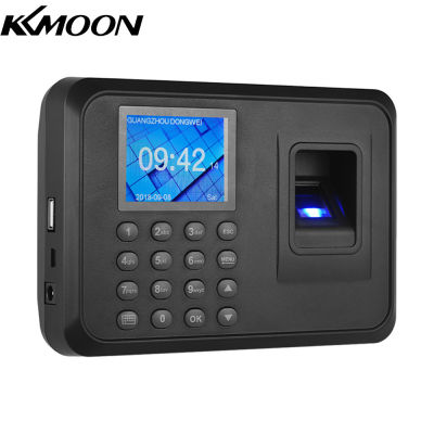 KKmoon รหัสผ่านโดยใช้ลายนิ้วมือไบโอเมตริกซ์เครื่องนับผู้เข้าร่วมหลายภาษา2.4in หน้าจอ LCD พนักงานเช็คอินบันทึกส่งออกข้อมูล