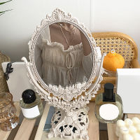 2021Cuife Nordic Silver Plastic Vintage Decorative Mirror Small Round Make-up Bedroom Mirror Ins Table Room Standing Glass Mirror