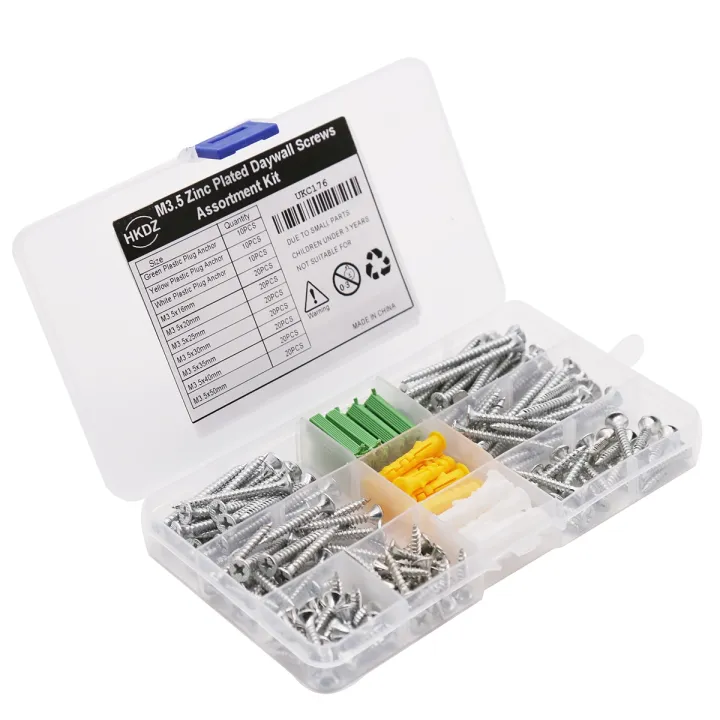 Assorted M3.5 Zinc Wall Plug Rawl Screw Kit Drywall Screw Expansion