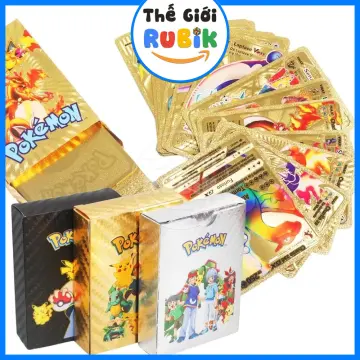 New Pokemon Vmax Shiny Gold Dark Charizard Pikachu Metal Card Game Tag Team  Fighting Order Series Children's Toys