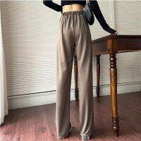 Summer Fashion Suit Pants for Women Casual Straight High Waist Wide Trouser