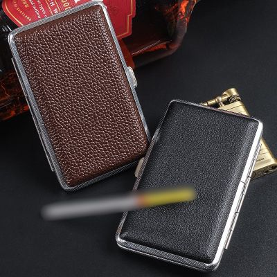 Double-open Leather Ciggarett Case Holder for 20pcs Ciggarete Metal Tobaco Ciggarettee Box Smking Tools