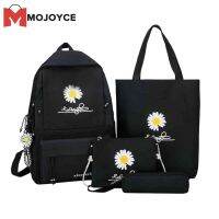 MOJOYCE 4ชิ้น/เซ็ตผ้าใบกระเป๋าเป้สะพายหลังนักเรียนสาวเดซี่ Mochila ไหล่ปากกากระเป๋าคลัทช์