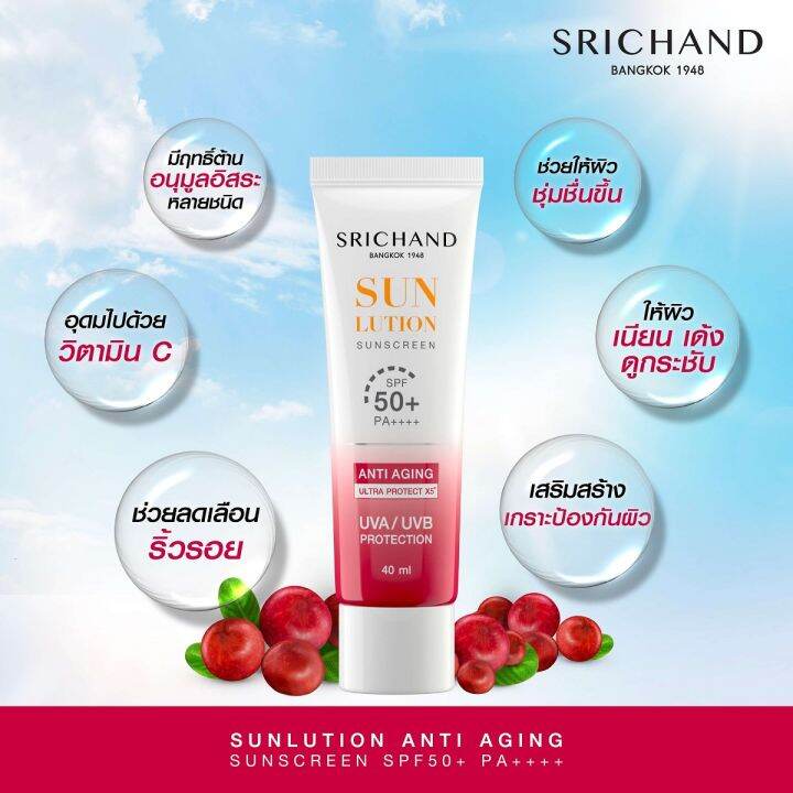 ศรีจันทร์-ครีมกันแดด-ซันลูชั่น-แอนตี้-เอจจิ้ง-ซันสกรีน-spf50-pa-40-มล