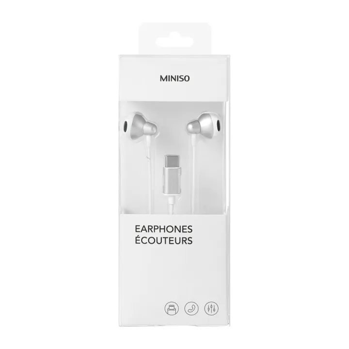 Miniso Type C InEar Earphones Earbuds Headphone Type C Braided HalfInEar Classic Metal Half