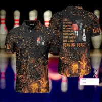 Pattern Mens Polo 2023 NEW Flame Bowling Personality T-shirt cheap