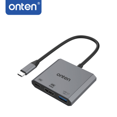 ONTEN OTN-UC301 3 in 1 USB-C to HDMI+USB3.2 Gen1+PD3.0 Adapter, 4K60Hz