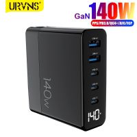 URVNS Gan 140W USB C เครื่องชาร์จติดผนังพร้อมจอแสดงผล LED 5-Port PD 100W PPS 45W QC4 + Macbook Galaxy ที่อะแดปเตอร์ชาร์จสำหรับเร็ว