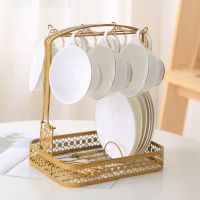 Mug Holder Coffee Rack Coffee Cup Holder Tea Set Stand Dishes Organizer Wrought Iron Mug Drainer Storage Drying Rack Organizer