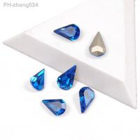 YANRUO 4300 High Quality Nails Rhinestone Capri Blue Pear Shaped Pointback Crystal Glass Rhinestones For 3D Nail Art Decoration