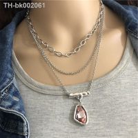 ✴✆™ Anslow Fashion Jewelry Antique Silver Multilayer Chain Irregular Crystal Pendant Choker Necklace For Women Femme