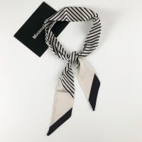 Everything Simple Stripes Thin Narrow Silk Scarf Small Long Female Spring And Autumn Temperament French Double-sided Summer Head