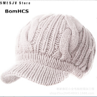 หมวกถักทำมือแฟชั่นสไตล์ BomHCS ร้าน SMESJV Topi Baret Wanita เพื่อเก็บอบอุ่นในหน้าหนาว