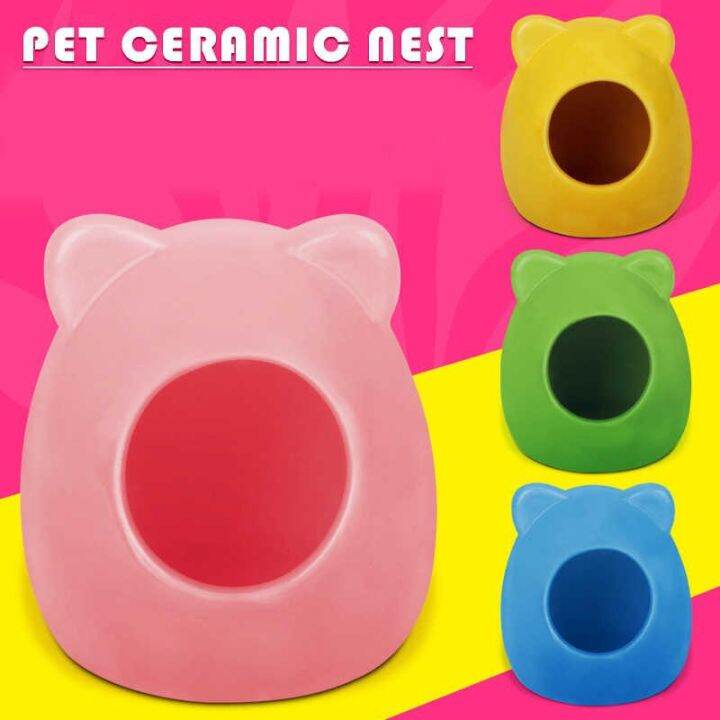 Hamster Bear Head Ceramic House Hideout Small Pets Small Animal House